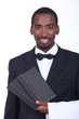 Waiter holding two menus