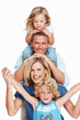 Couple having fun with two children