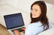 Pretty woman using laptop