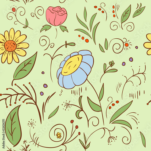 Vector: Abstract hand draw seamless flower pattern Abstract hand draw seamless flower pattern