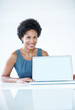 Executive presenting laptop