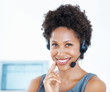 Confident call center employee