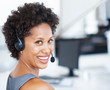 Smiling phone operator