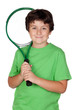 Adorable child with a tennis racket