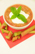 delicious and nutritious rhubard compote on white background delicious and nutritious rhubard compote on white background