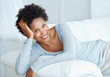 Smiling woman resting at home