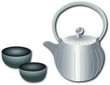 Teekanne und Trinkschalen