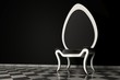 Original black and white armchair on a black background