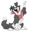 Illustration: Cartoon border collie illustartion on white Cartoon border collie illustartion on white