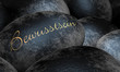 Schwarze Steine mit Text - Bewusstsein