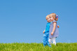 Two kids embracing