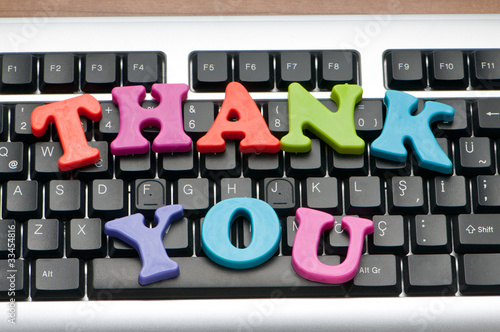 Photo: Thank you message on the keyboard Thank you message on the keyboard