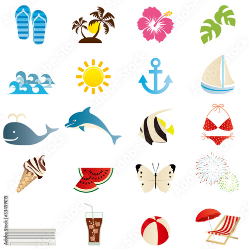 Vettoriale: Summer icons set Summer icons set