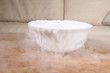 smoke of dry ice on table