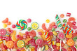Mixed colorful fruit bonbon close up
