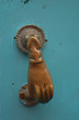 handler of metal on blue wooden door in canary island