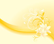 Floral ornament with lilies on the yellow background Floral ornament with lilies on the yellow background