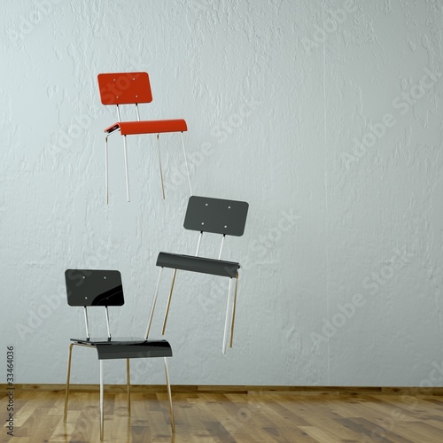 Illustration: 3d Rendering Stuhlpyramide 3d Rendering Stuhlpyramide