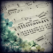 Spartito musicale, fiori, texture retro