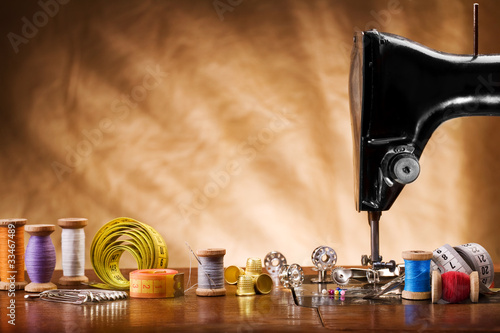 Photo: copy space image of sewing tools copy space image of sewing tools