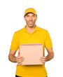 Postbote mit einem Paket