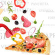 Making a pizza with italian words in background. Part III