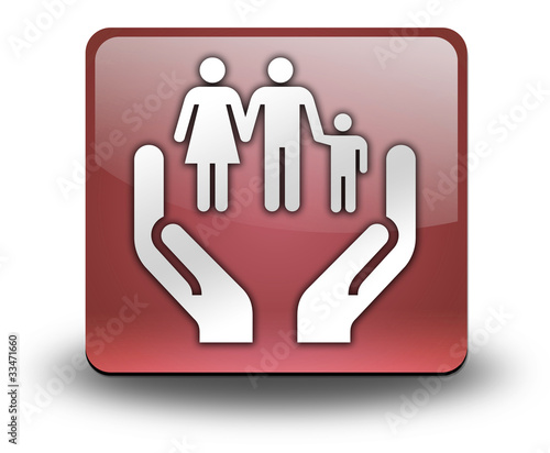 Illustration: Red 3D Effect Icon "Social Services" Red 3D Effect Icon "Social Services"