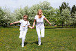 girl with mother in spring park