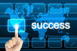 hand pressing success button on a touch screen interface