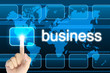 hand pressing business button on a touch screen interface