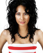 Beautiful exotic young woman isolated against white