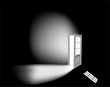 light through open white door