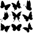 Butterflies, black silhouettes