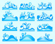 set from sea waves and drops - stylized design set from sea waves and drops - stylized design