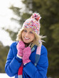 Young Woman  In Alpine Snow Scene