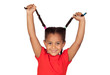 Little girl pulling their long tresses