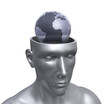 Illustration: 3D Head open - with Globe inside 3D Head open - with Globe inside