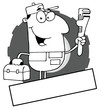 Outlined Auto Mechanic With A Blank Text Box