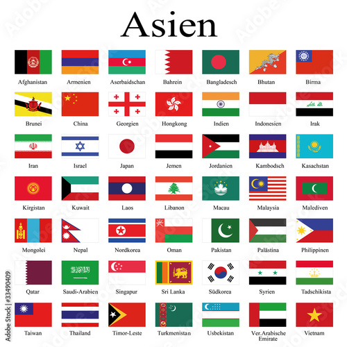Illustration: Länderflaggen Asien Länderflaggen Asien