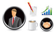 Businessman, coffee cup, handshake, business growth and report
