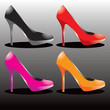 Various colored high heel shoes