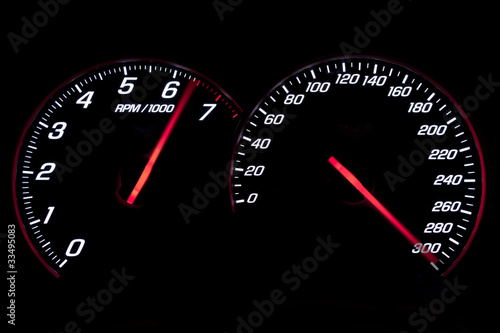 Photo: Speedometer and revcounter reaching the limit Speedometer and revcounter reaching the limit