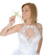 Happy bride with a lilies