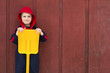 Young boy with yellow toy shovel Young boy with yellow toy shovel