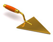 Golden trowel isolated on white background