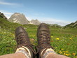 Rast bei Wanderung auf Bergblumenwiese