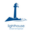 Logo lighthouse on the cliff # Vector
