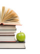 Foto: book stack with apple isolated on white background book stack with apple isolated on white background