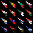 Photo: Set of european, african and american flags on wings Set of european, african and american flags on wings