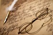Old glasses on vintage letter